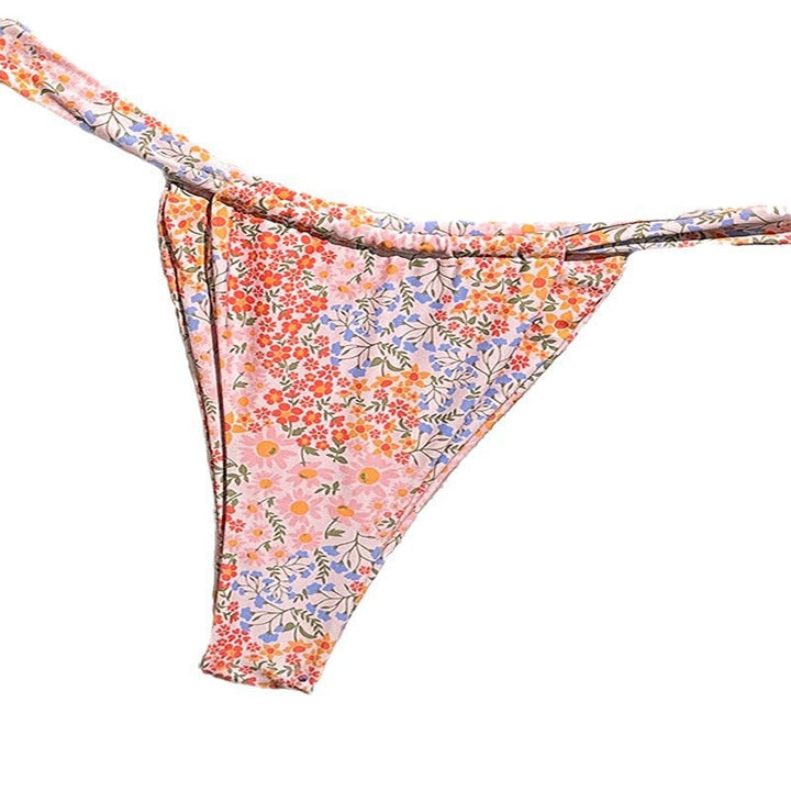 Dame triangel-bikini med blomsterudsmykninger og tilpassede stropper Skovae