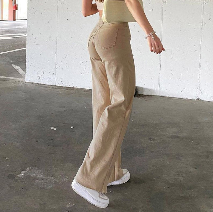 Dame brede High-Waist jeans i afslappet snit med elegant talje Skovae