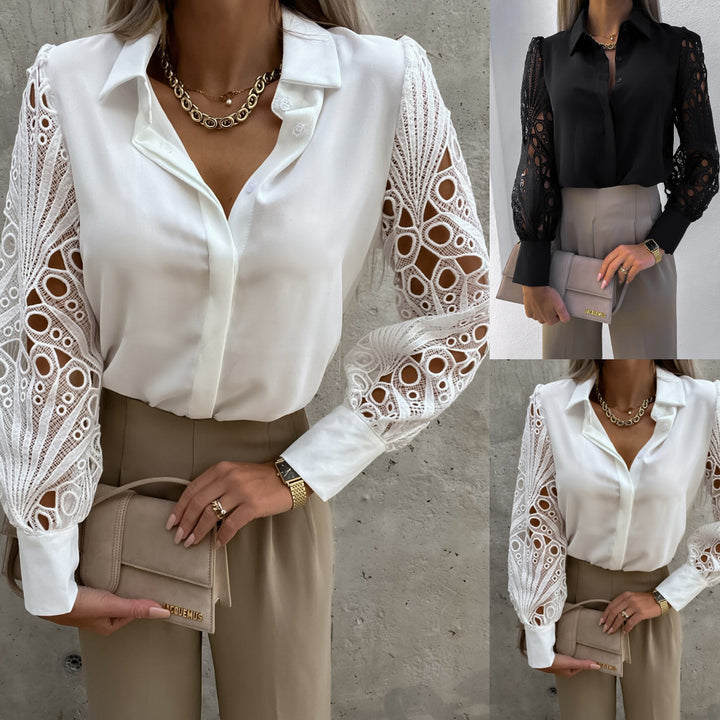 Dame elegant bluse med spids ærmer Stilla