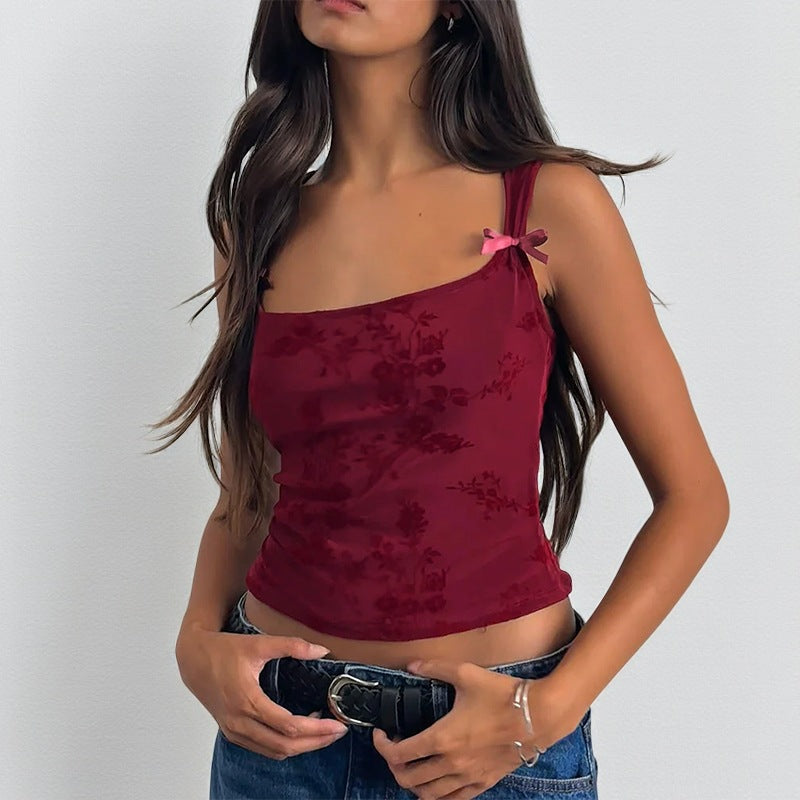 Dame Blomsterdesign Crop-Top Skovae