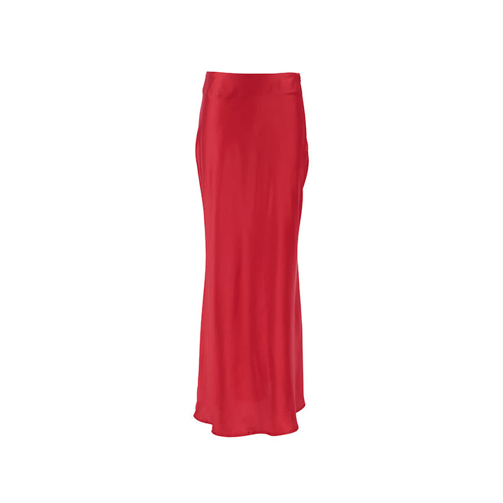 Dame elegant Maxikjole lavet af flydende satin med svingende kant Stilla
