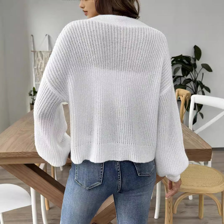 Femme let strikjakke med hjerte detalje Stilla