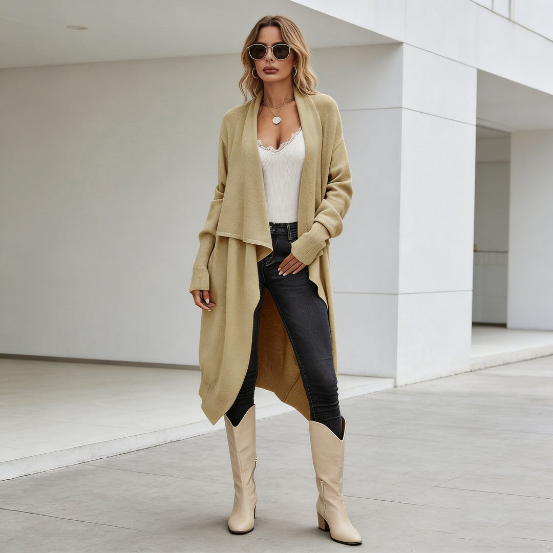 Dame casual strikket cardigan med asymmetrisk snit og blødt materiale Stilla