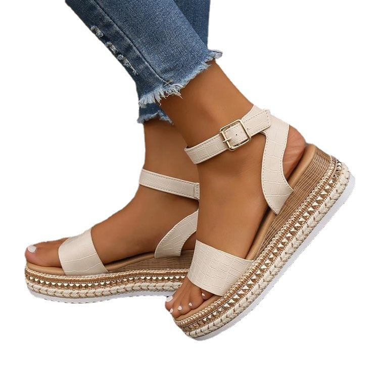 Dame Wedge-sandaler med gyldent akcent og anatomisk fodseng Stilla