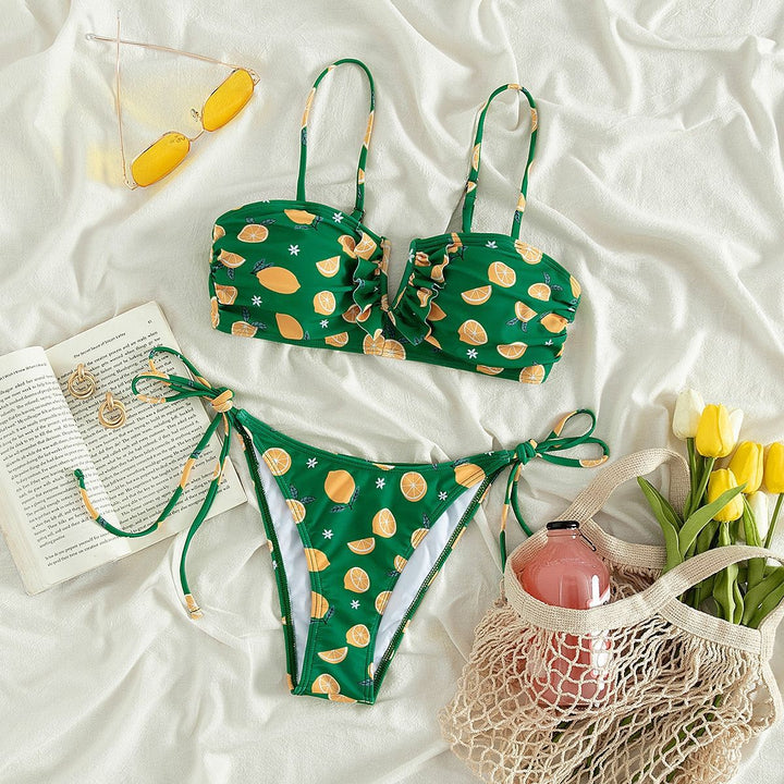 Dame bikini-sæt med frugtagtigt design og justerbare stropper Stilla