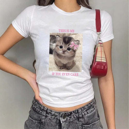 Dame T-shirt med kreativt dyremotiv og moderne skrifttype Skovae