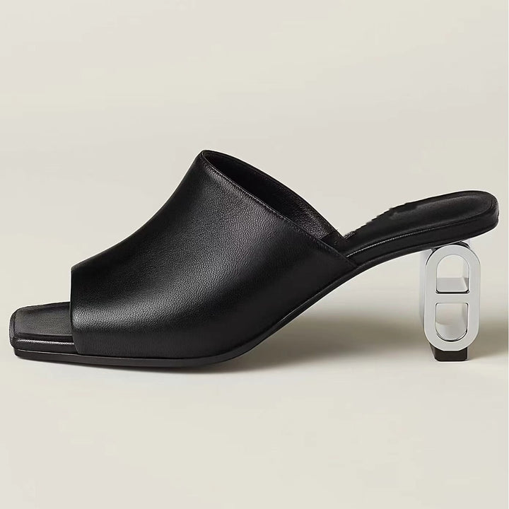 Femme Open-Toe Slide Mules med skulpturelt hældesign Stilla