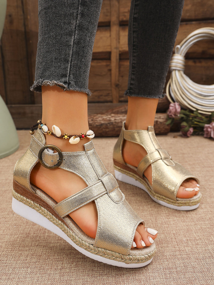 Dame sandaler med fashionabelt metallic-overmateriale og ergonomisk fodseng Stilla