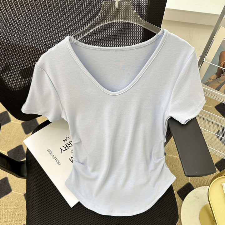 Dame V-Hals Fitted Basic T-Shirt Stilla