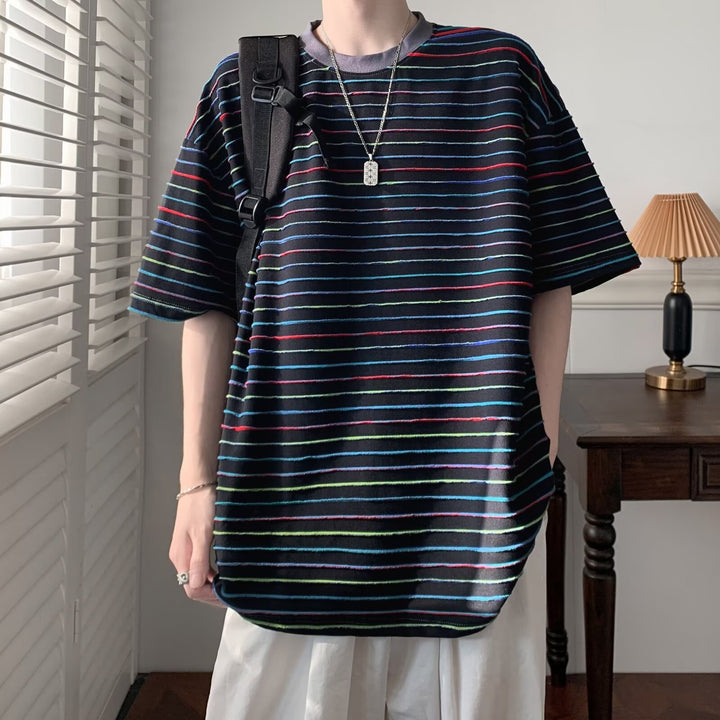 Unisex afslappet stribet T-shirt med oversized pasform Stilla