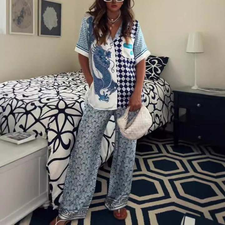 Dame Lækkert Pyjama-sæt med unik print og behagelig pasform Stiila