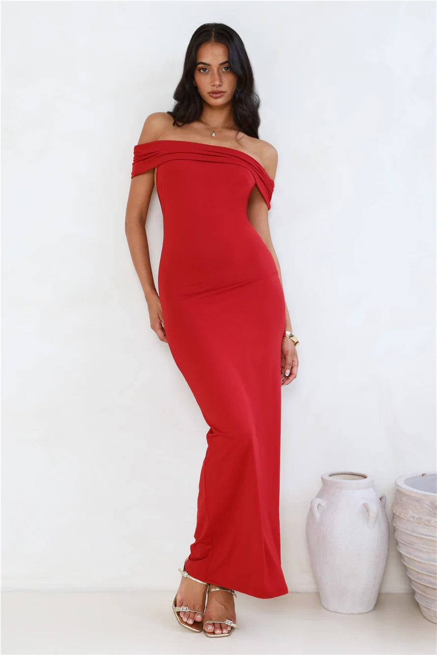 Dame Elegant Maxikjole med Off-Shoulder snit og figursyet pasform Skovae
