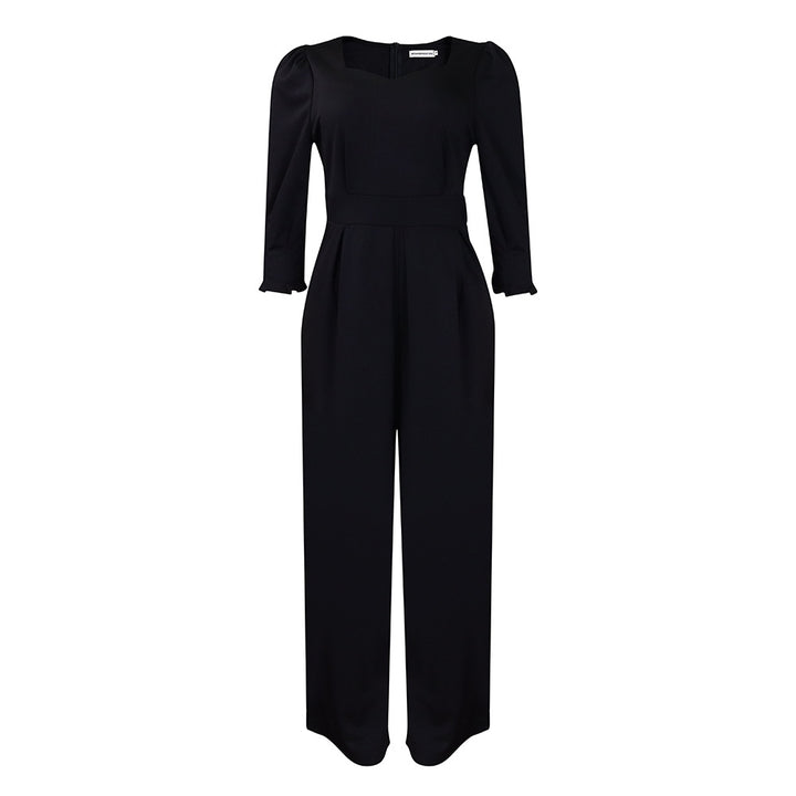 Dame Elegant Jumpsuit med lange ærmer og taljering Stilla