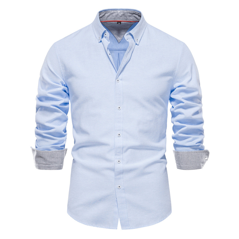 Herrer Langærmet skjorte med moderne Button-Down-krave og stilfulde kontrastærmer Stilla