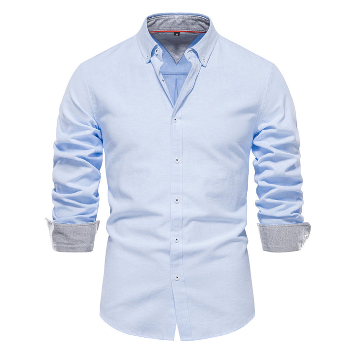 Herrer Langærmet skjorte med moderne Button-Down-krave og stilfulde kontrastærmer Stilla