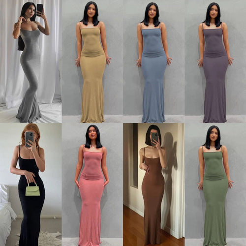 Dame Elegant Slip Maxi Kjole Stilla