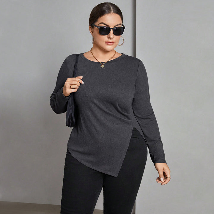Dame asymmetrisk langærmet skjorte med elegant ruffles design Stilla