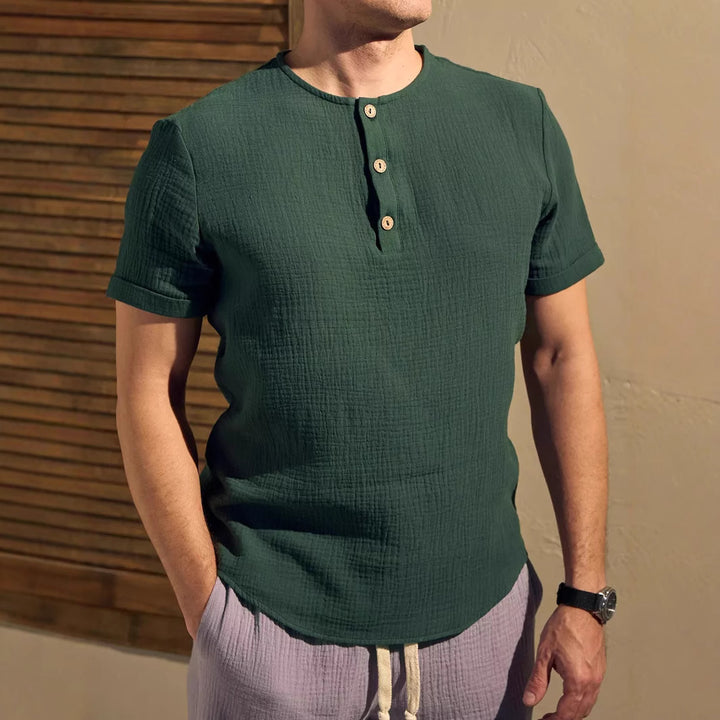 Herren Kortærmet Henley T-Shirt Stilla