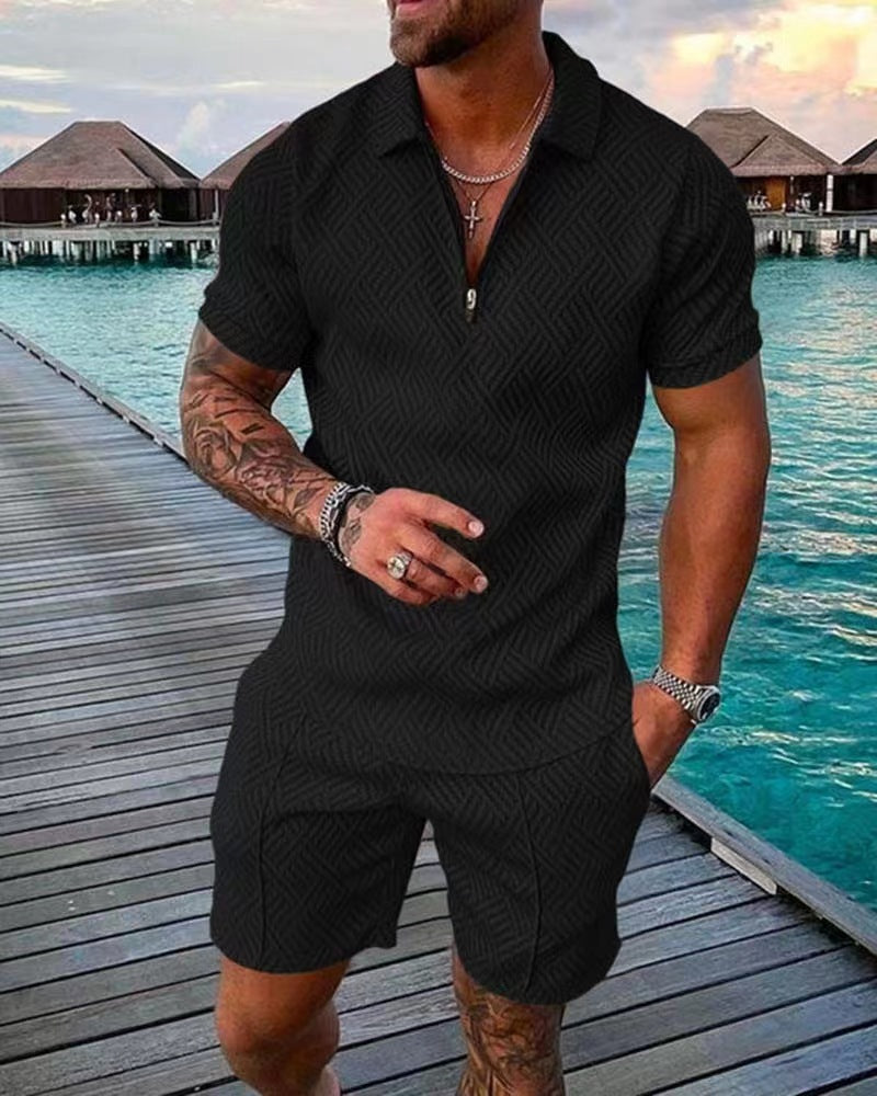 Herrer moderigtig kort overall med struktureret design Stilla