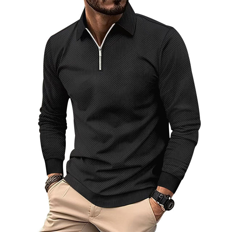 Herre stålkrave pullover med struktureret tekstur Stilla