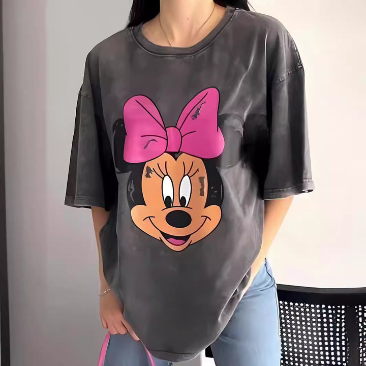 Dame T-shirt med kreativt dyretryk og afslappet oversized snit Stilla