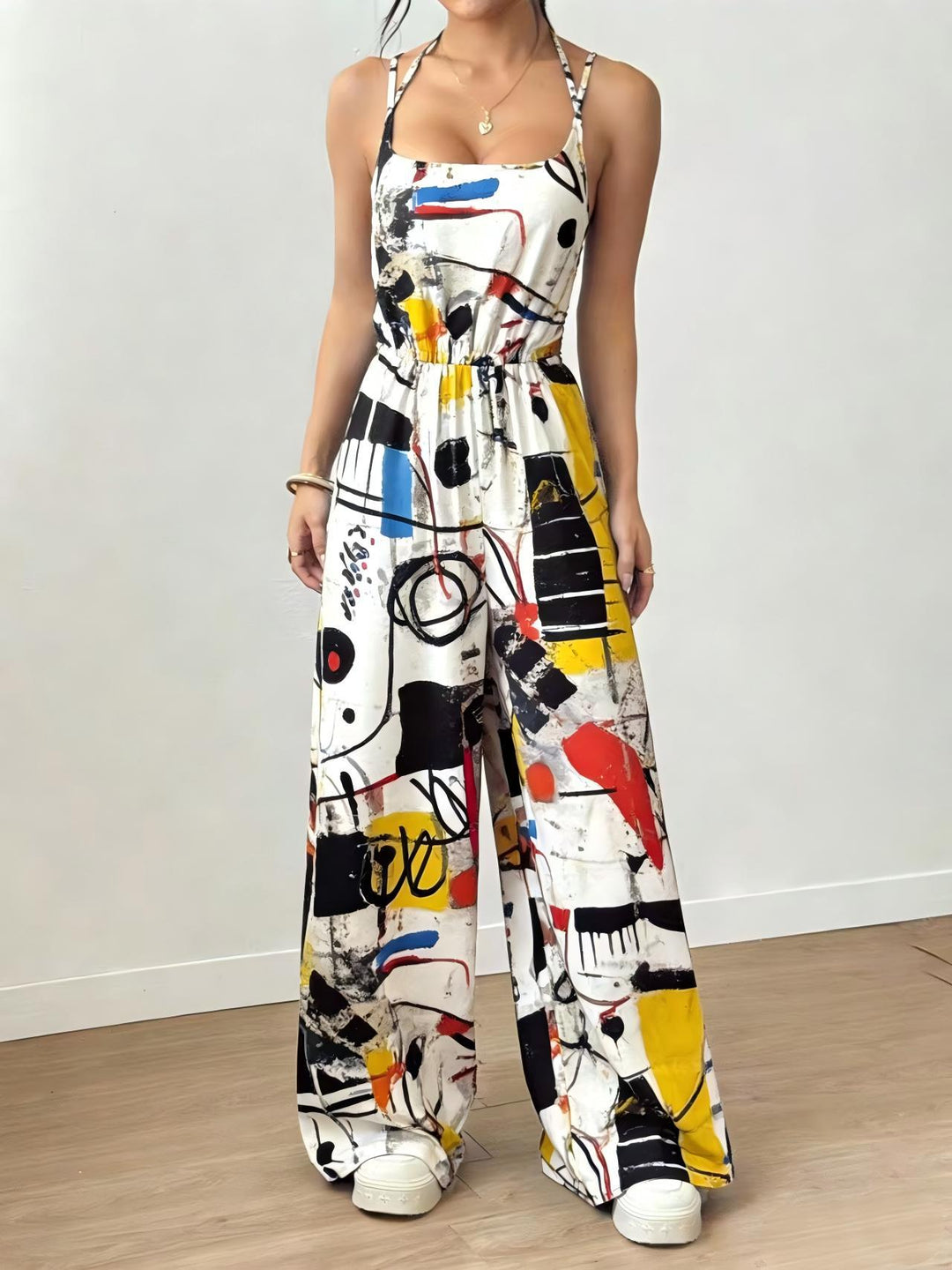 Dame Elegant Jumpsuit med brede ben og spaghetti-stropper Skovae