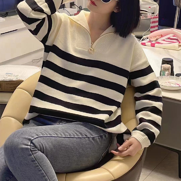 Femme Zip-Up Stribet Sweatshirt Stilla