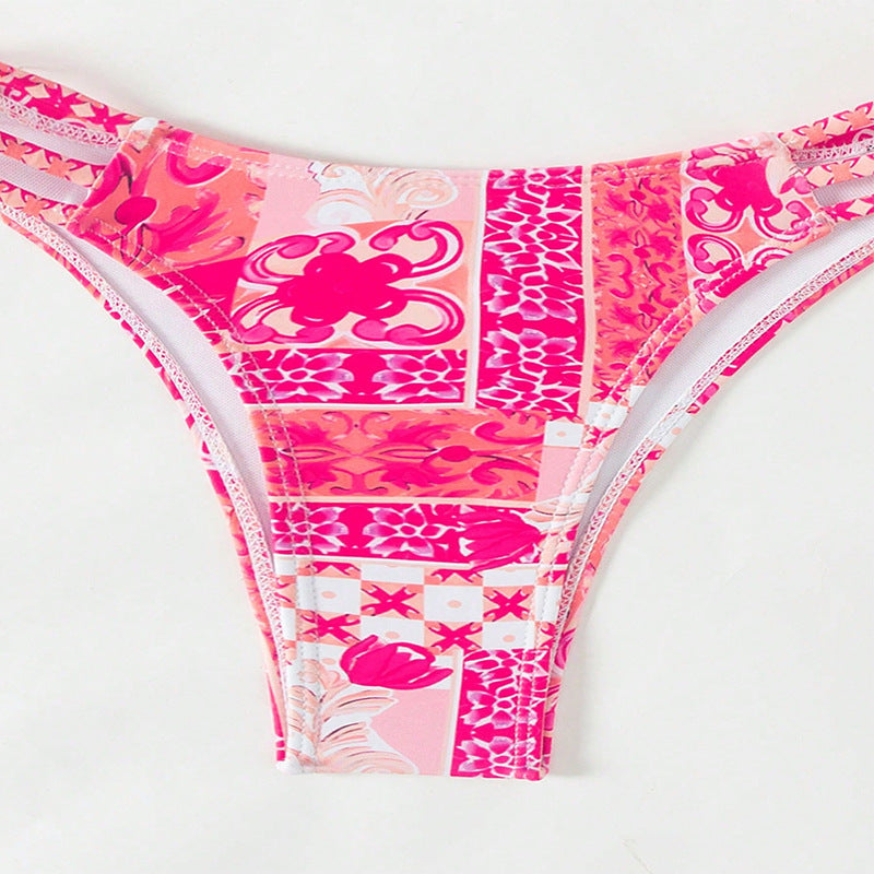 Dame bandeau-bikini med legende blomsterdesign Skovae
