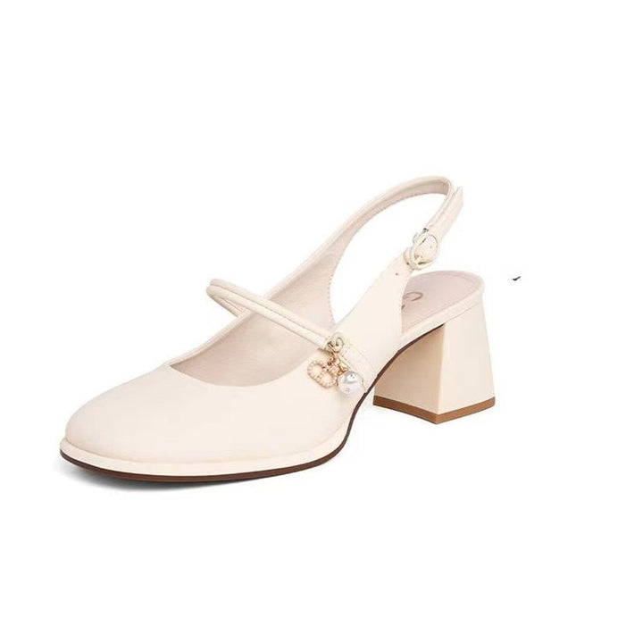 Dame Elegante Slingback-pumps med dekorerede remme og behagelig blokhæl Stilla