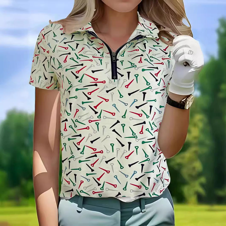 Dame golfpoloshirt med lynlås Stilla