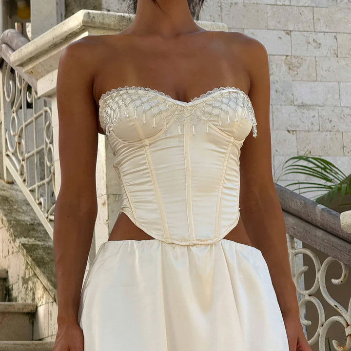 Dame Korsetthighlight med elegante perleaccentuer Stilla