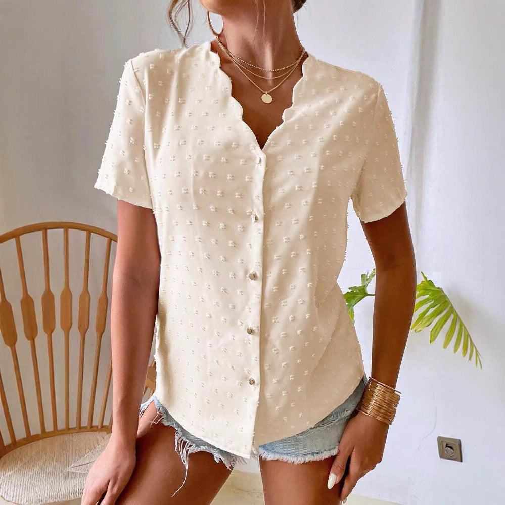 Dame bluse med fint strukturdesign Stilla