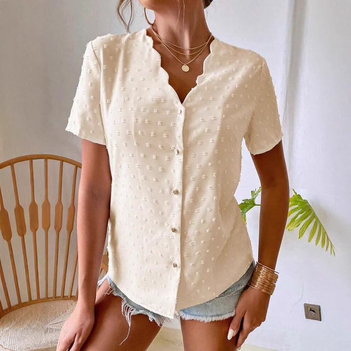 Dame bluse med fint strukturdesign Stilla