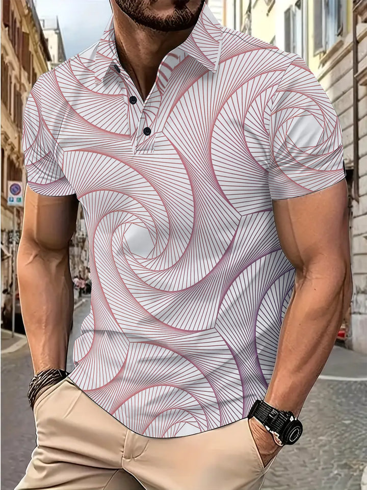 Herrer polo shirt med moderne grafisk linjemønster Stilla