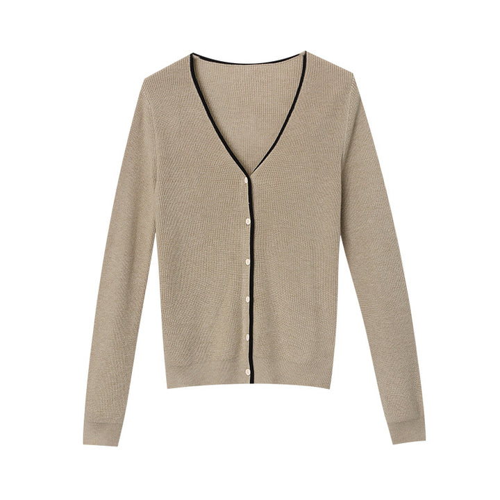 Damerne fashionable cardigan med V-udskæring og knapdetaljer Stilla