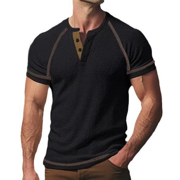 Herrer kortærmet Henley t-shirt med kontrastdetaljer Stilla