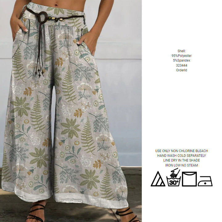 Dame Relaxed Fit Floral Bred Bukser Stilla