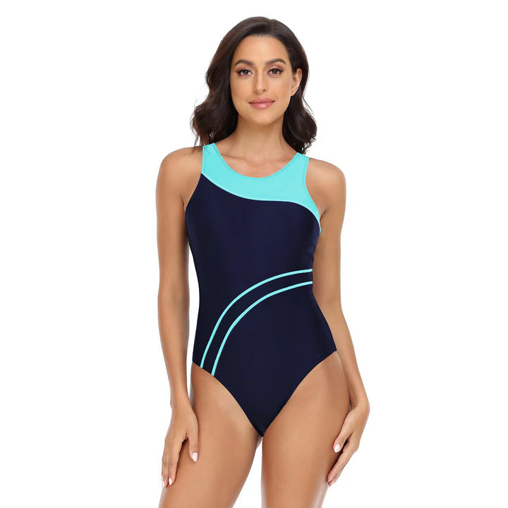 Dame Sporty One-Piece Swimsuit with Fashionable Color Contrast Skovae