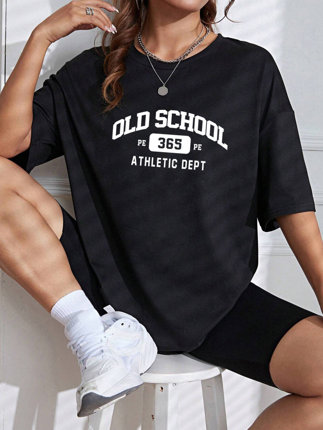 Dame oversized Atletisk T-shirt med kreativ grafisktryk Stilla