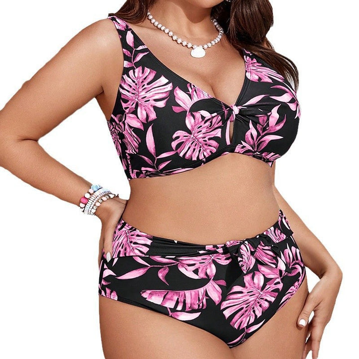 Dame højtaljet bikini-sæt med floralt design Skovae