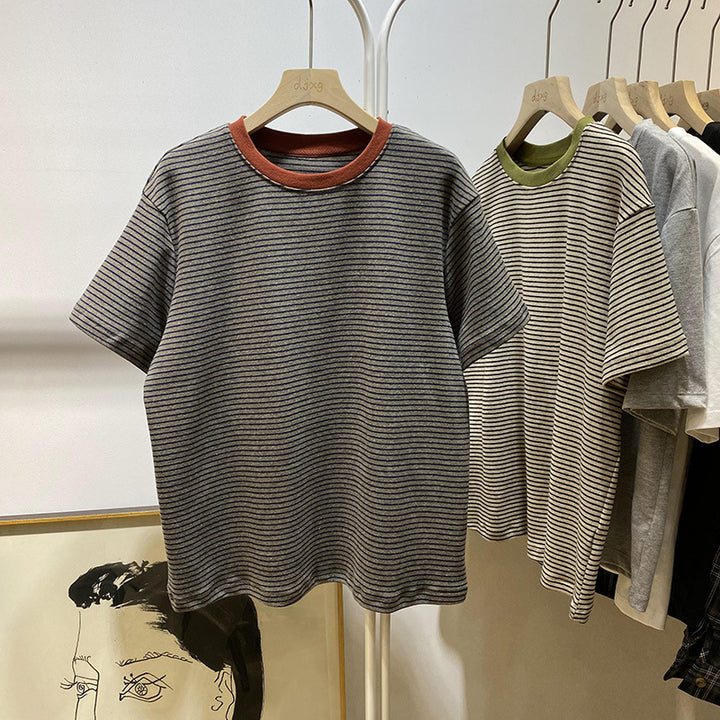 Femme Afslappet Pasform Stribet T-Shirt Stilla