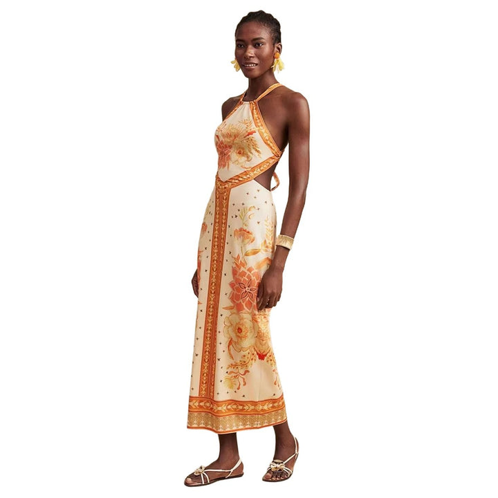 Kvindernes maxi kjole med eksklusiv halterneck design og blomsterprint