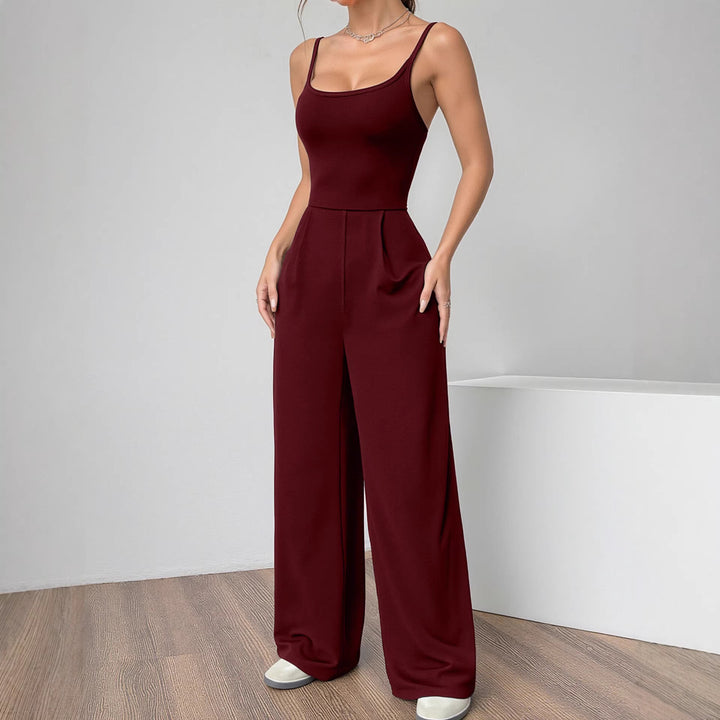 Dame Elegant Jumpsuit med bredde ben og flatterende top Skovae