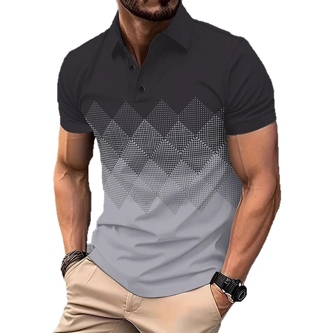 Herrer poloshirt med moderne geometriske mønstre og åndbare egenskaber Stilla