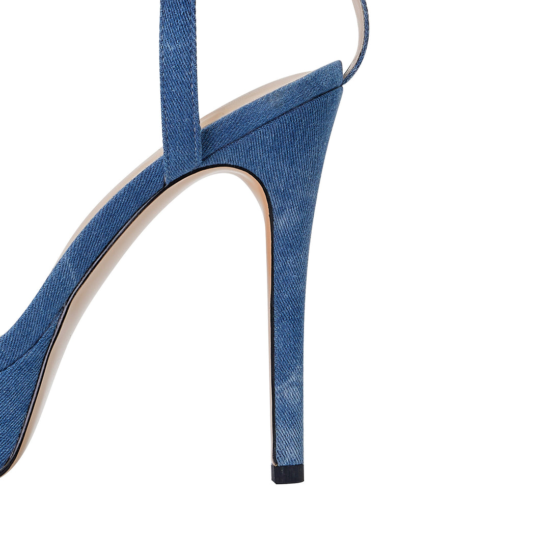 Femme High-Platform Denim Sandaler med justerbare ankelremme Stilla