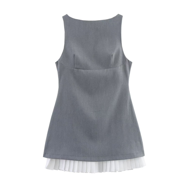 Dame ærmeløs kjole med folded kant og elegant rygudskæring Stilla