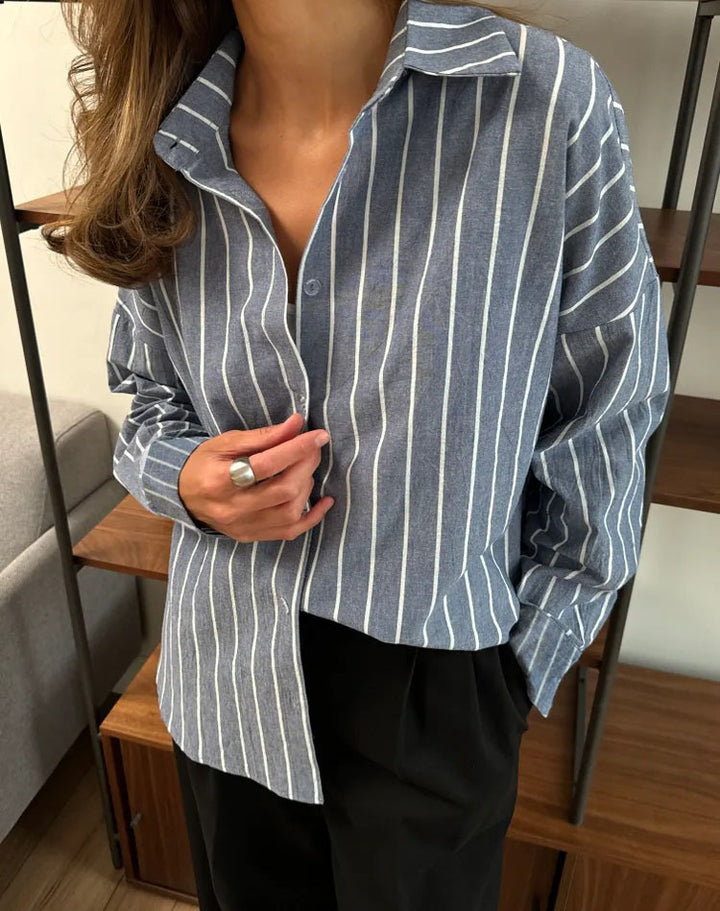 Dame Luksuriøs Skjorte i Stribet Look med Behagelig Oversized Snit Stilla