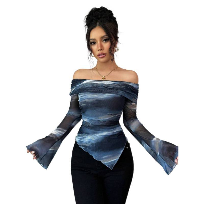 Dame Elegant Off-Shoulder Top med flydende stof og raffinerede draperinger Skovae