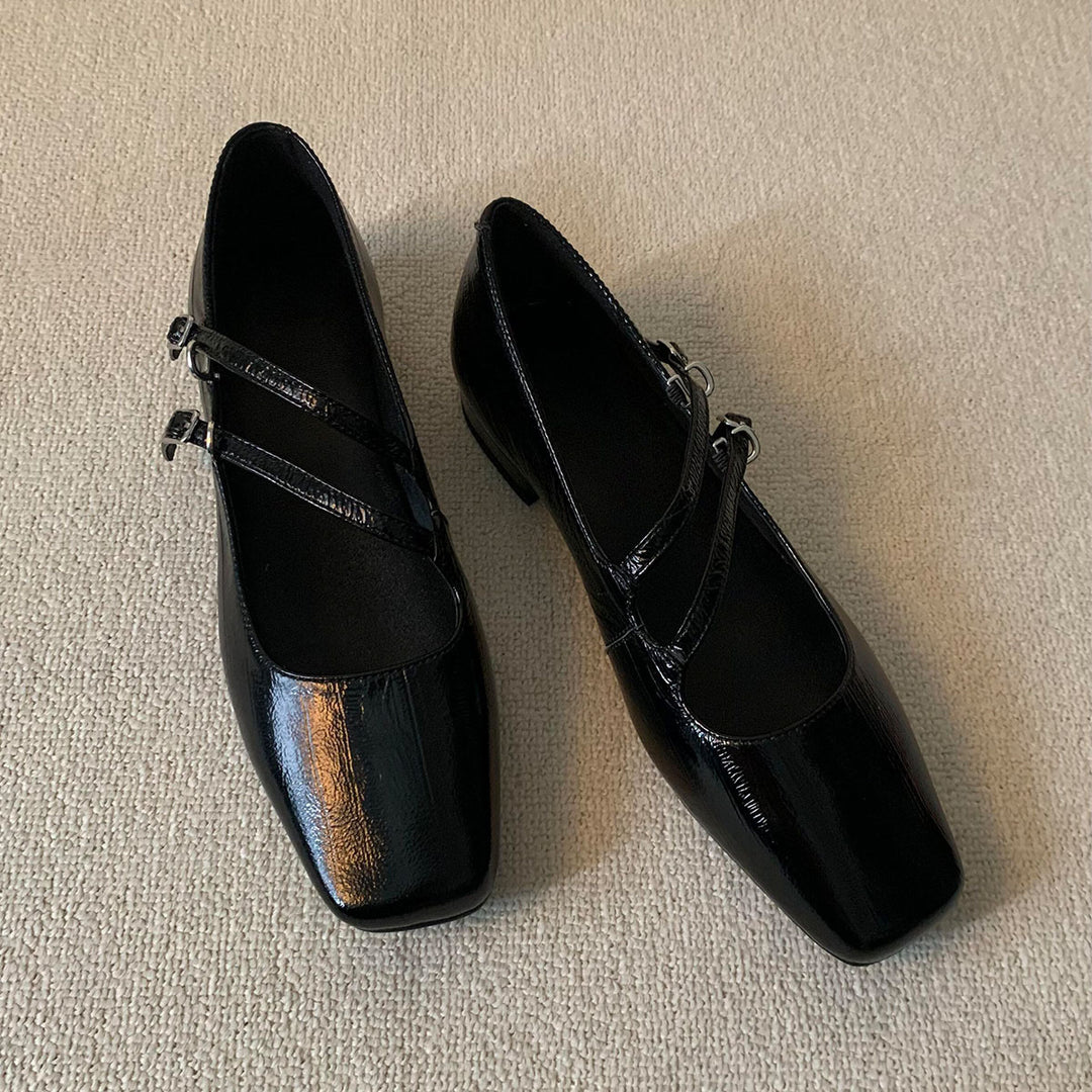 Dame elegante kvadrat-tå Mary Jane sko med dobbelt rem-design Stilla