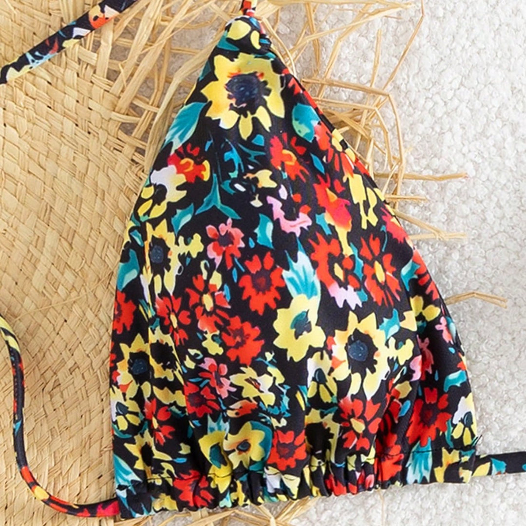 Dame triangel-bikini med legende blomsterdesign Skovae